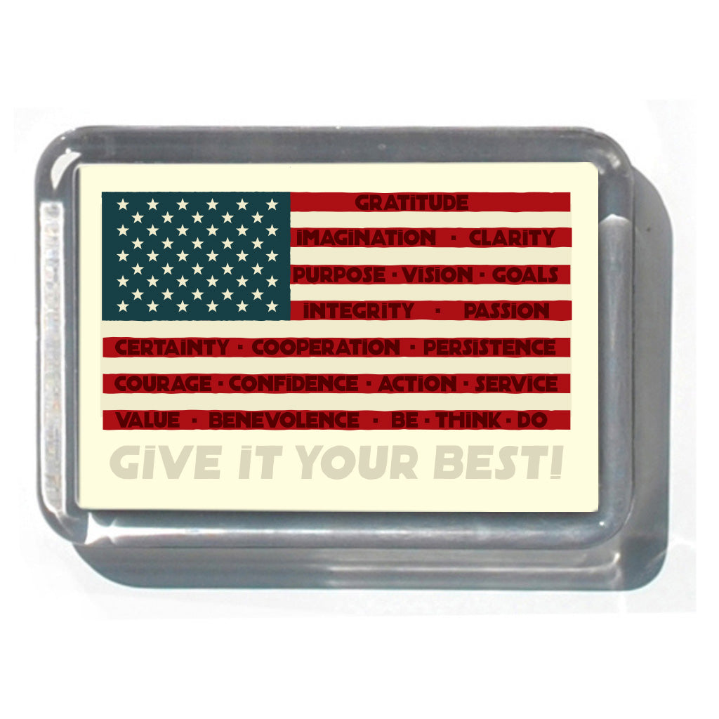 GIVE IT YOUR BEST! USA Flag 2" x 2 3/4" Acrylic Magnet