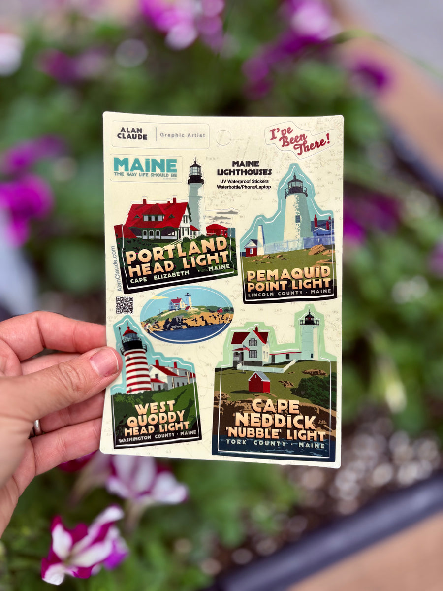 Maine Lighthouse Series Stickers - Large/MULTI