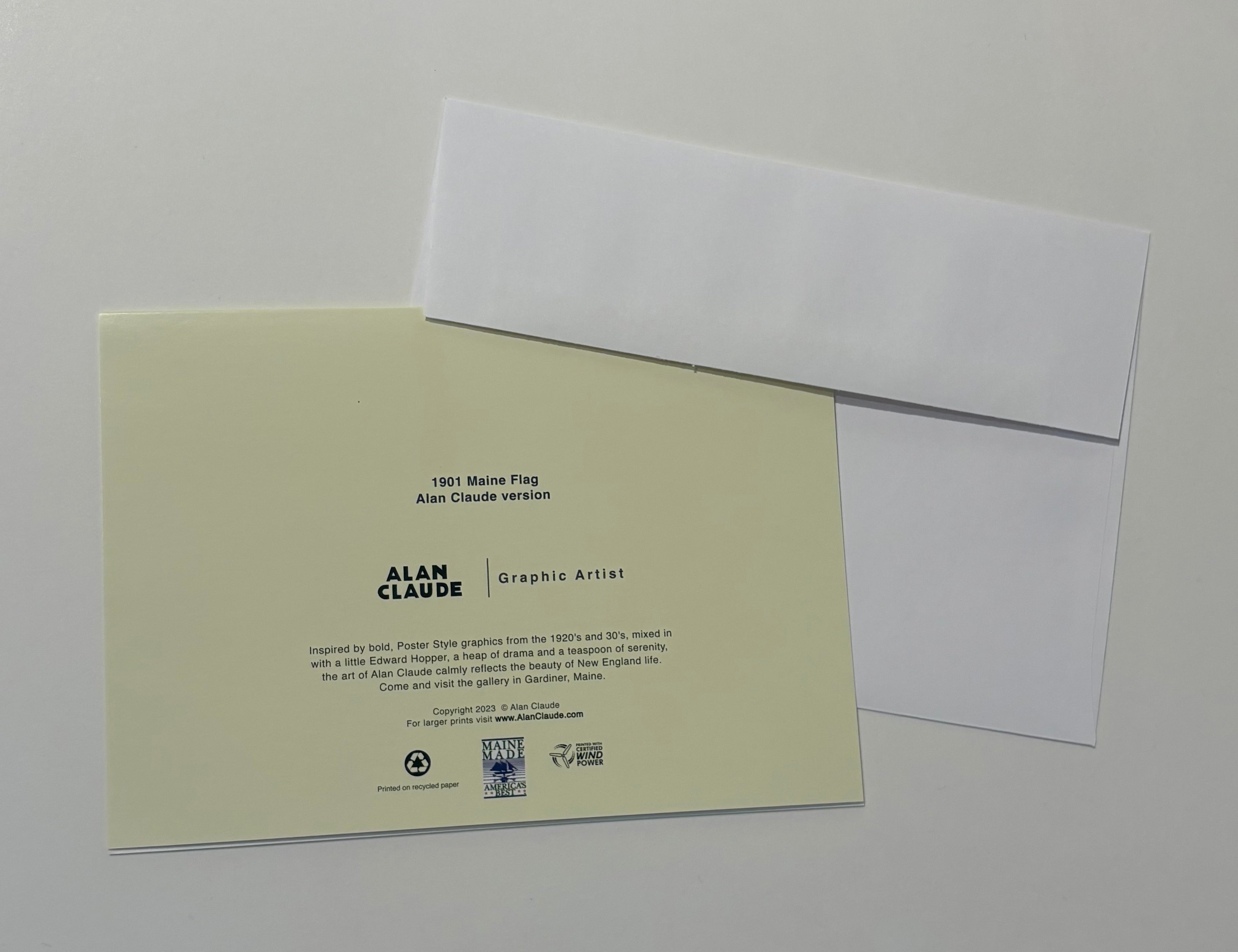 1901 ME Flag Notecard 5" x 7"  - Maine