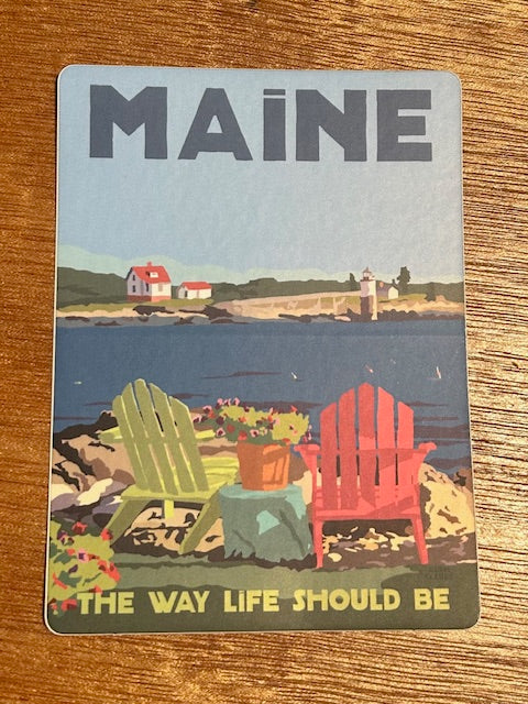 Maine Chairs Overlooking Ram Island Travel Sticker