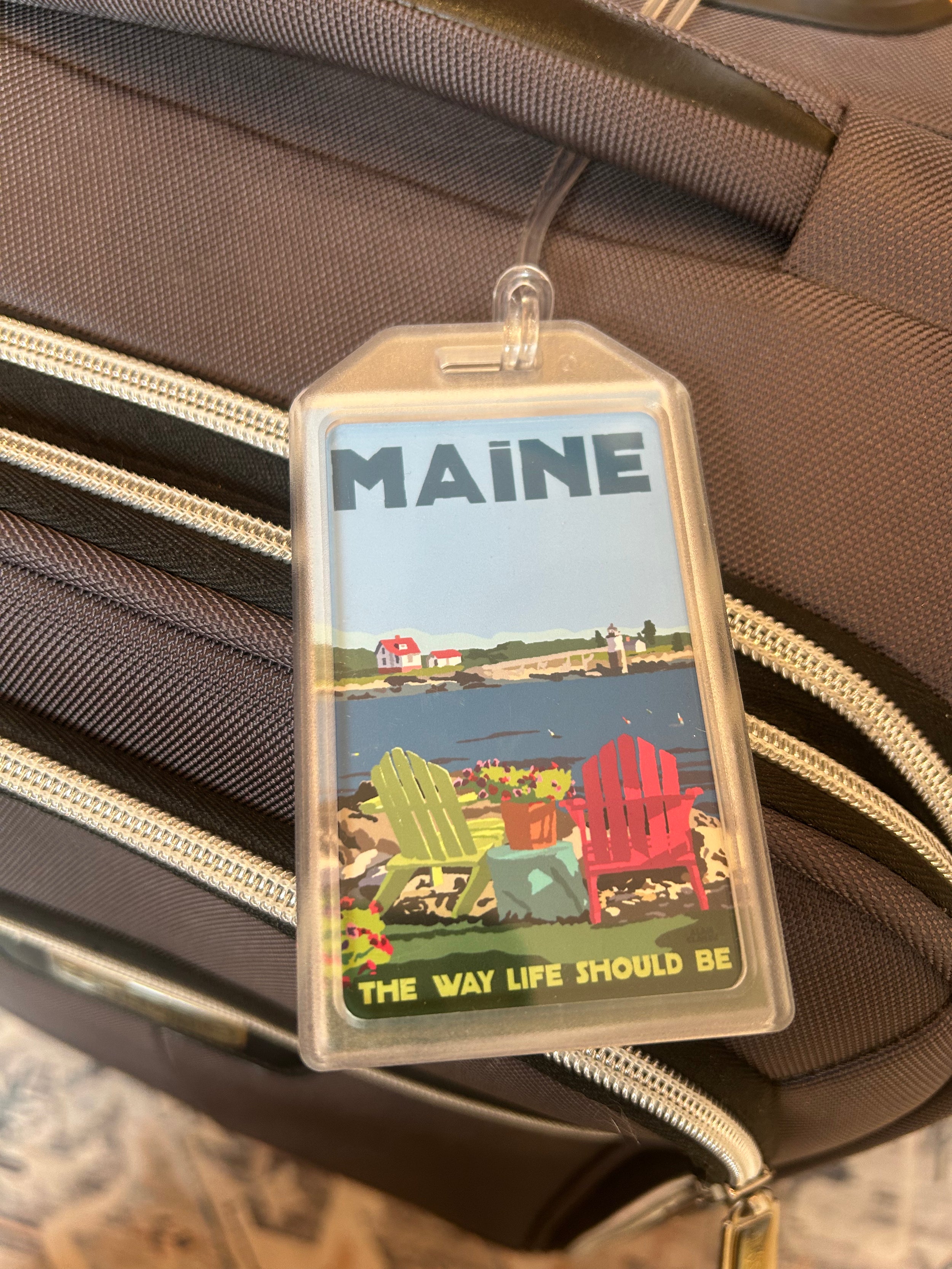 Chairs Overlooking Ram Island Luggage Tag