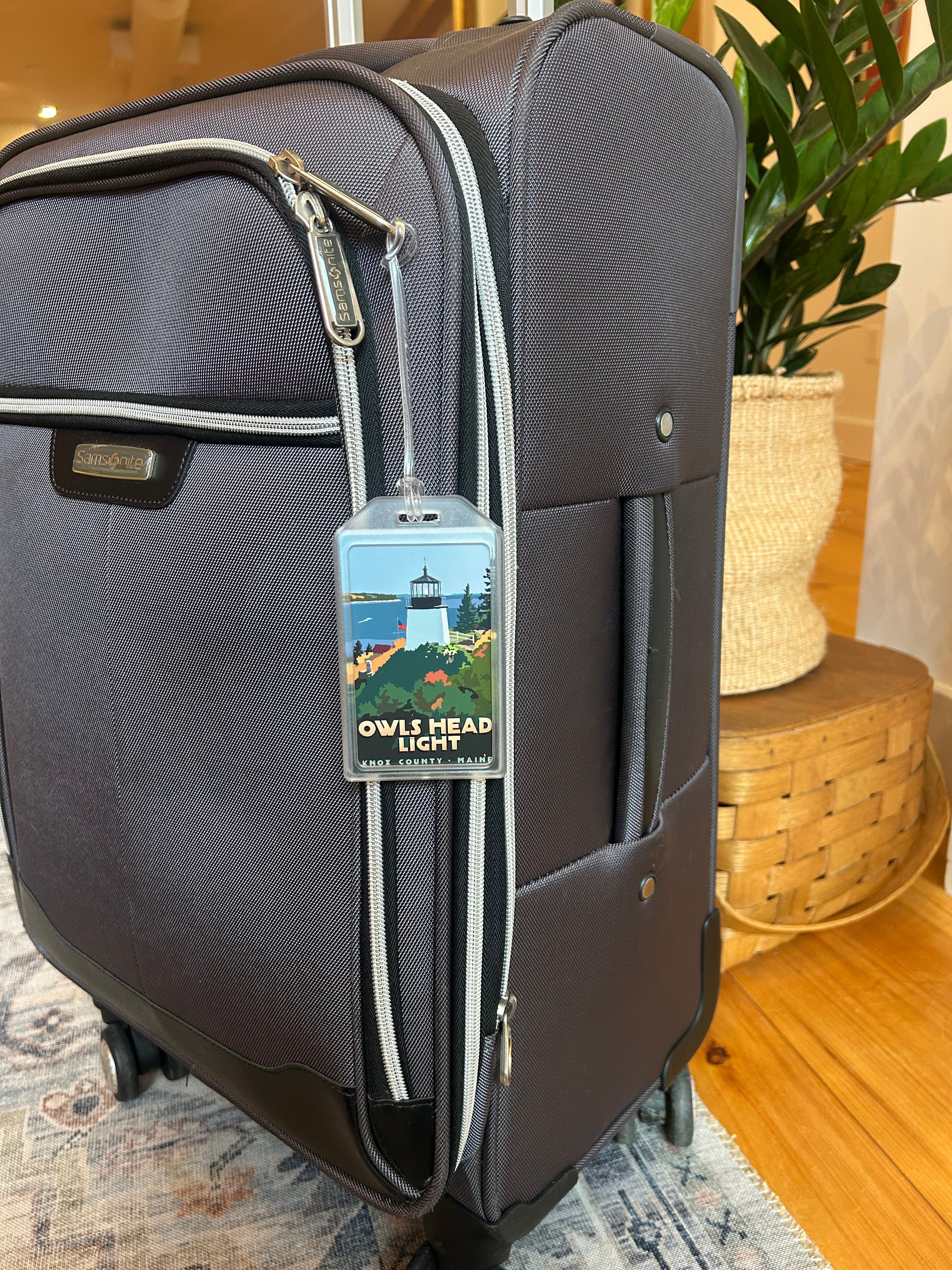 Above Owls Head Lighthouse Luggage Tag