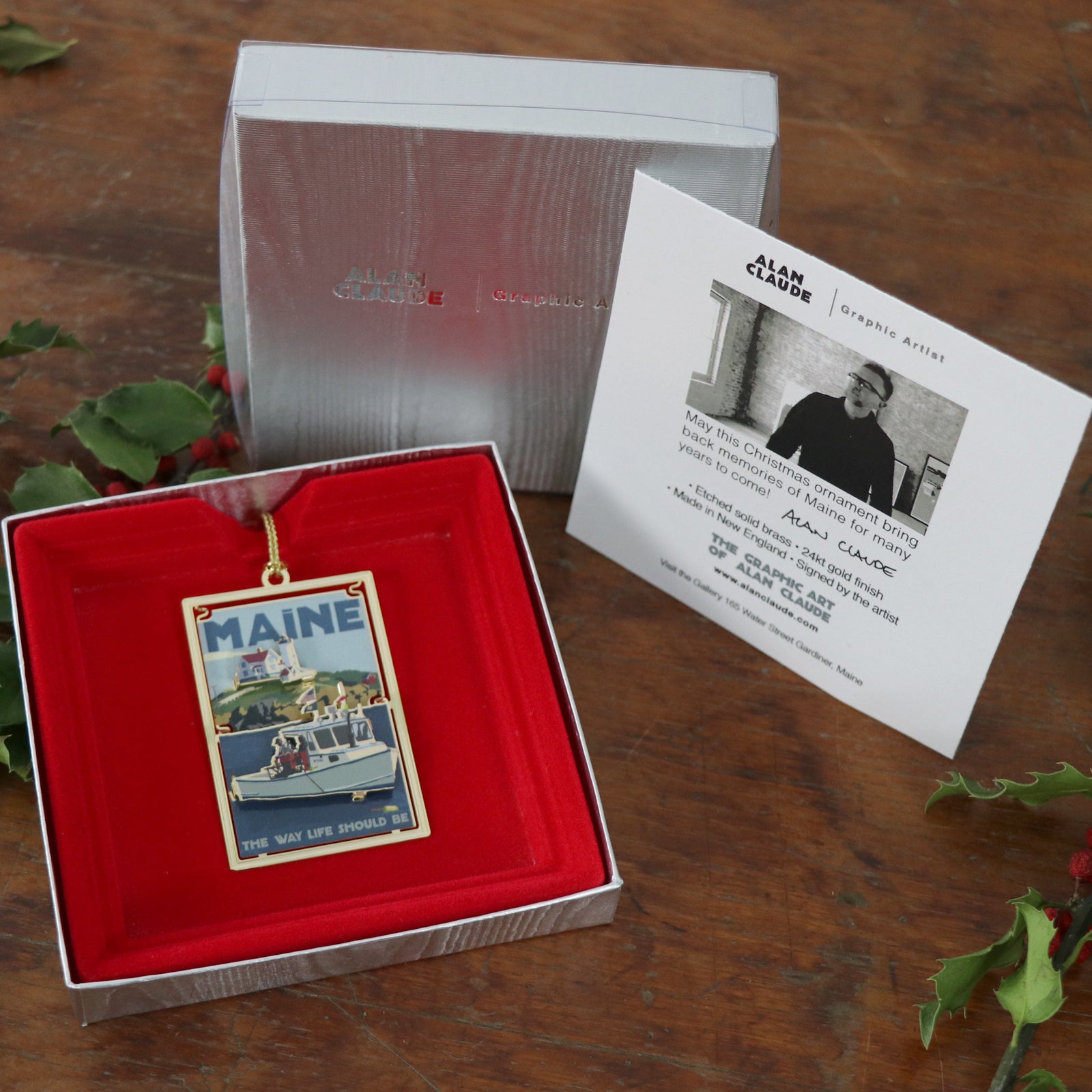 Lobstering At The Nubble - MAINE The Way Life Should Be - Christmas Ornament - Cape Neddick Nubble Lighthouse Maine