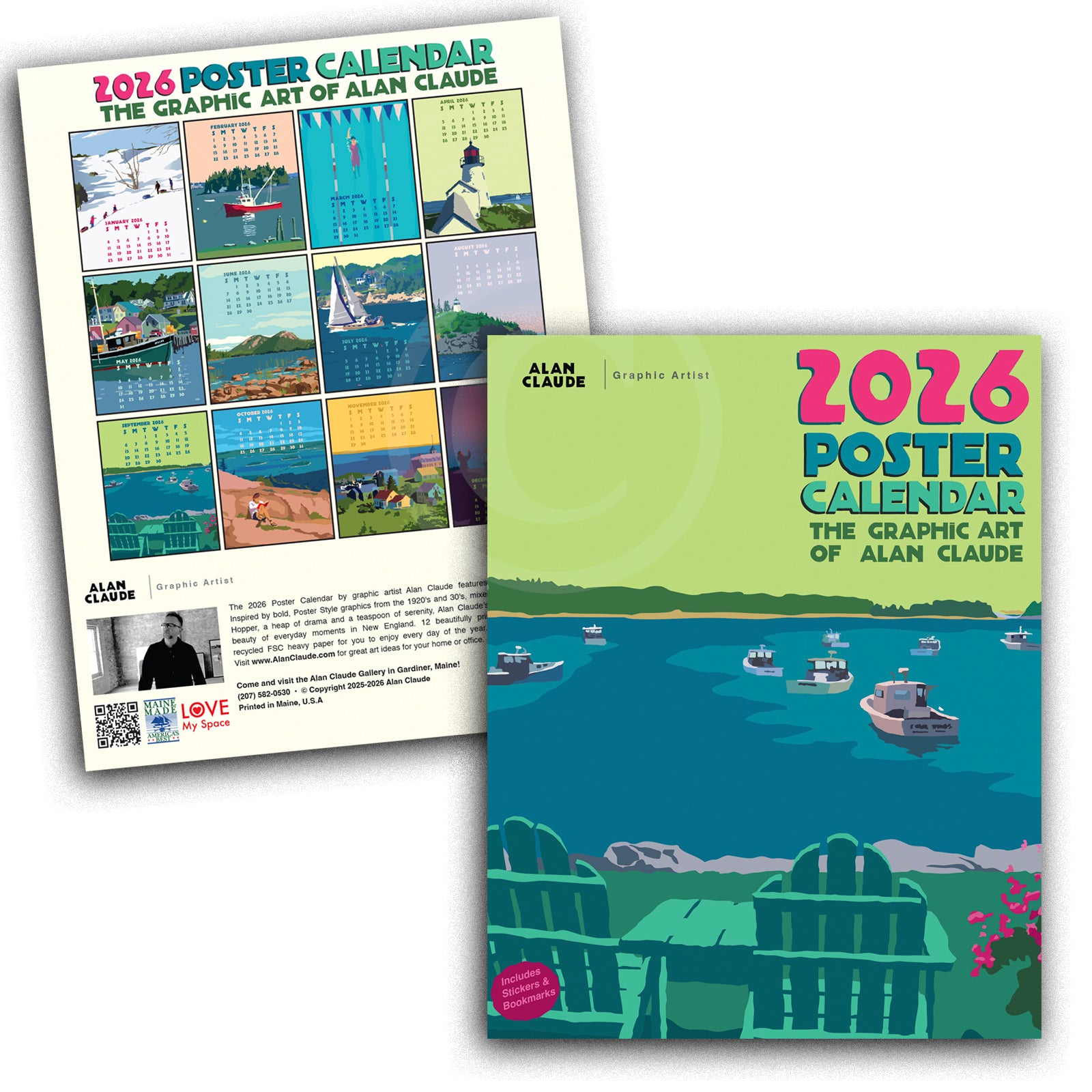 2026 Poster Calendar 11x14 by Alan Claude | Graphic Artist