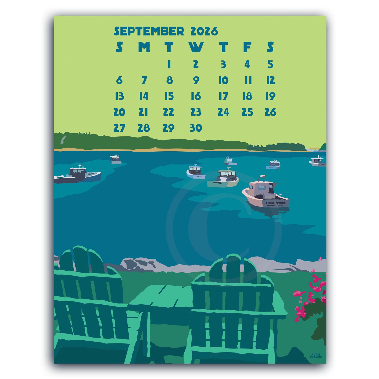 2026 Desk Calendar 5x7 by Alan Claude