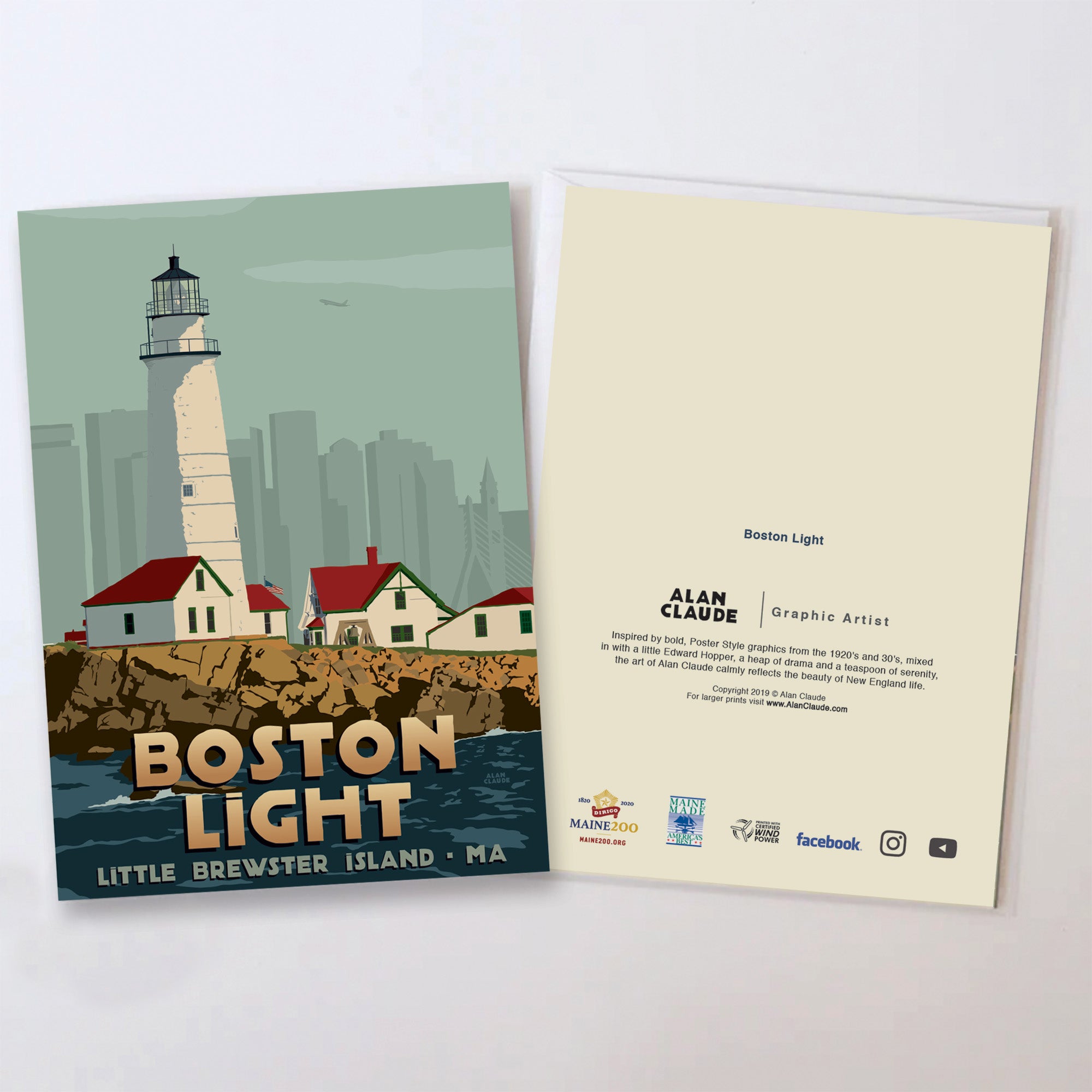Boston Light Notecard 5" x 7"  - Massachusetts