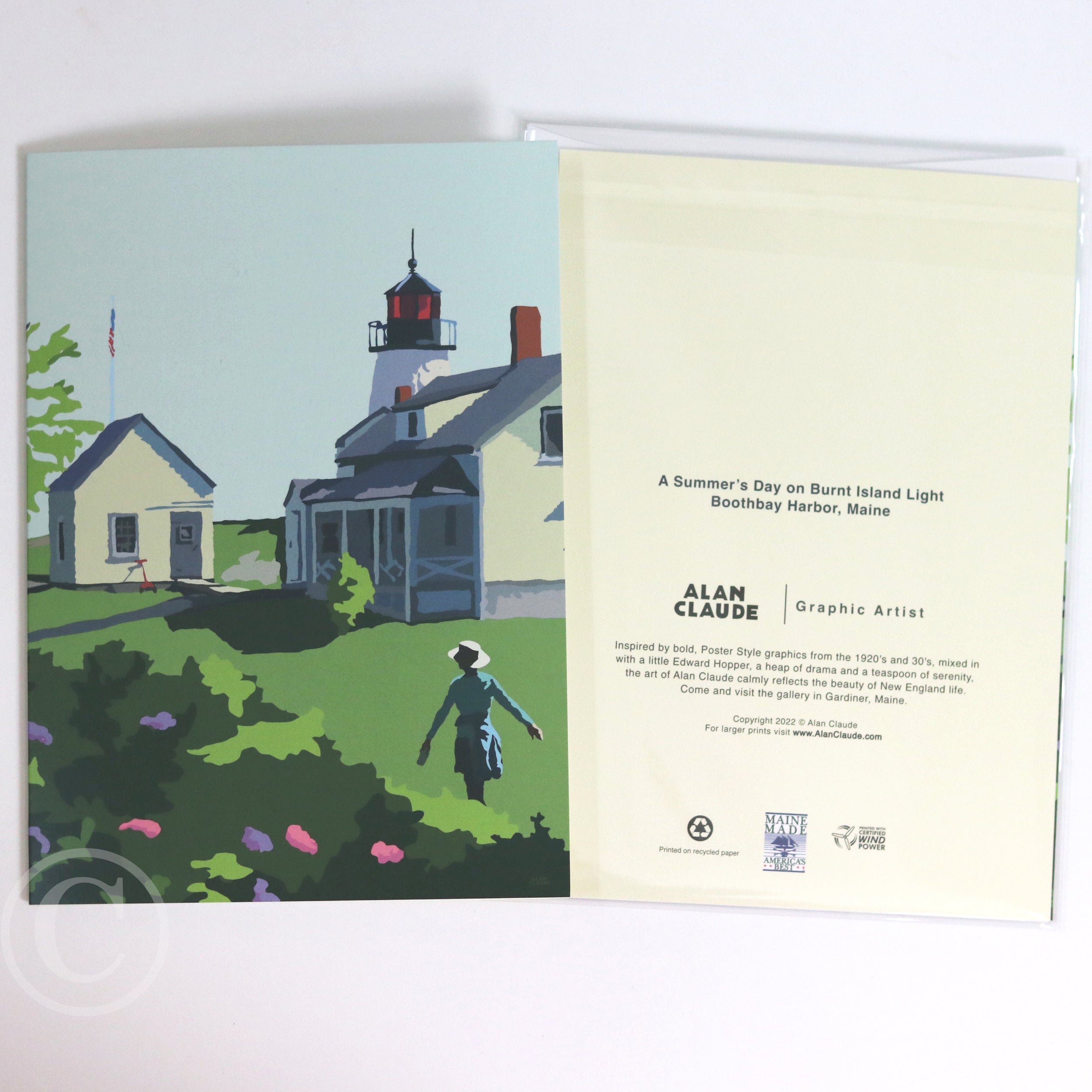 A Summer's Day on Burnt Island Light Notecard 5" x 7"  - Maine