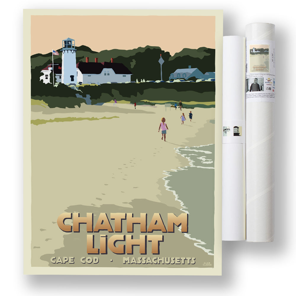 Chatham Lighthouse Kids With Text Art Print 18" x 24" Wall Poster - Massachusetts