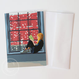 Good Book on a Snow Day Notecard 5" x 7"  - Maine