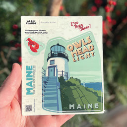 Owls Head Lighthouse Sticker - Small