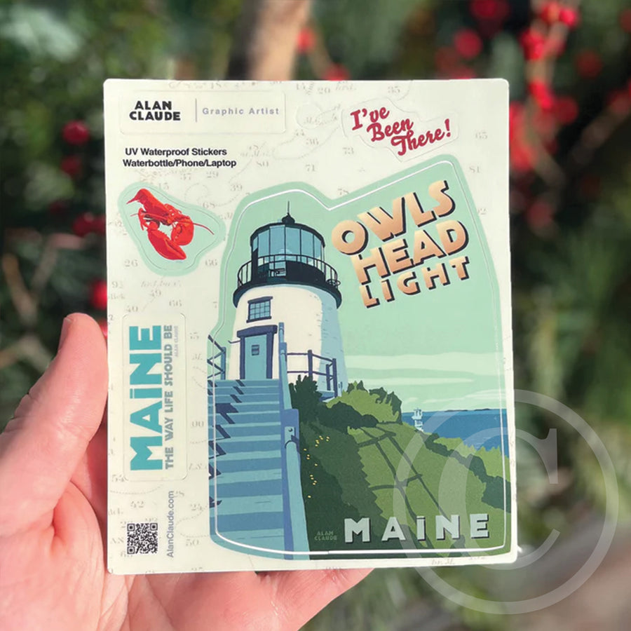 Owls Head Lighthouse Sticker - Small