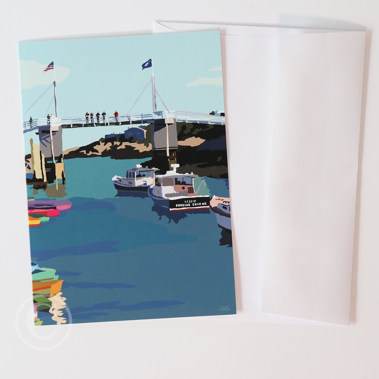 Perkins Cove Drawbridge Notecard 5" x 7"  - Maine