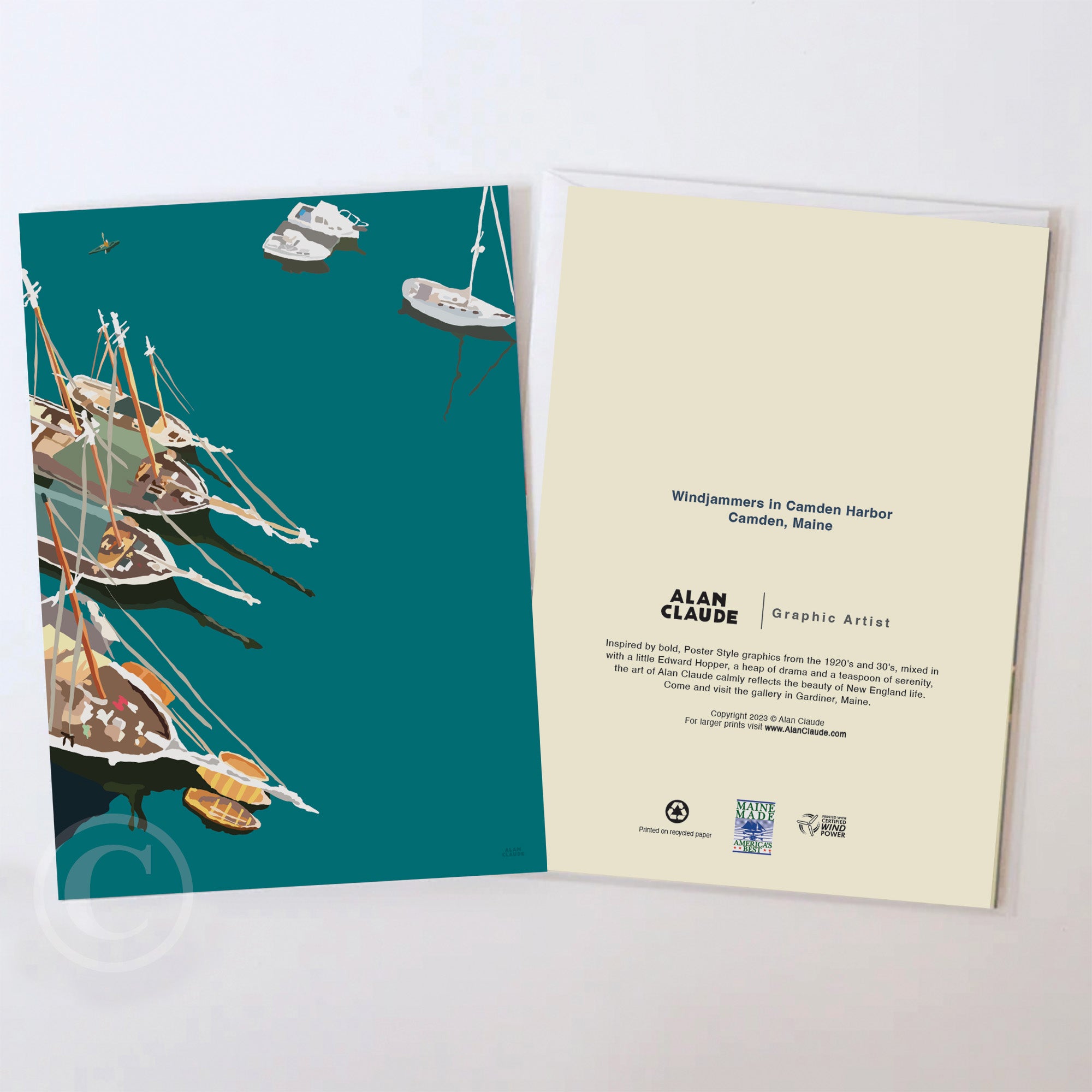 Windjammers in Camden Harbor Notecard 5" x 7"  - Maine