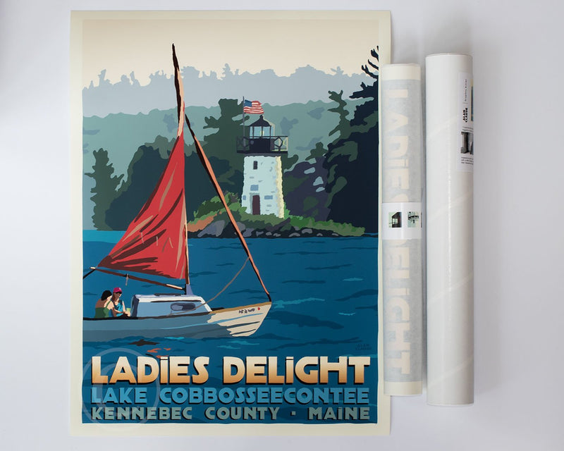 Sailing Ladies Delight Art Print 18" x 24" Travel Poster - Maine By Alan Claude