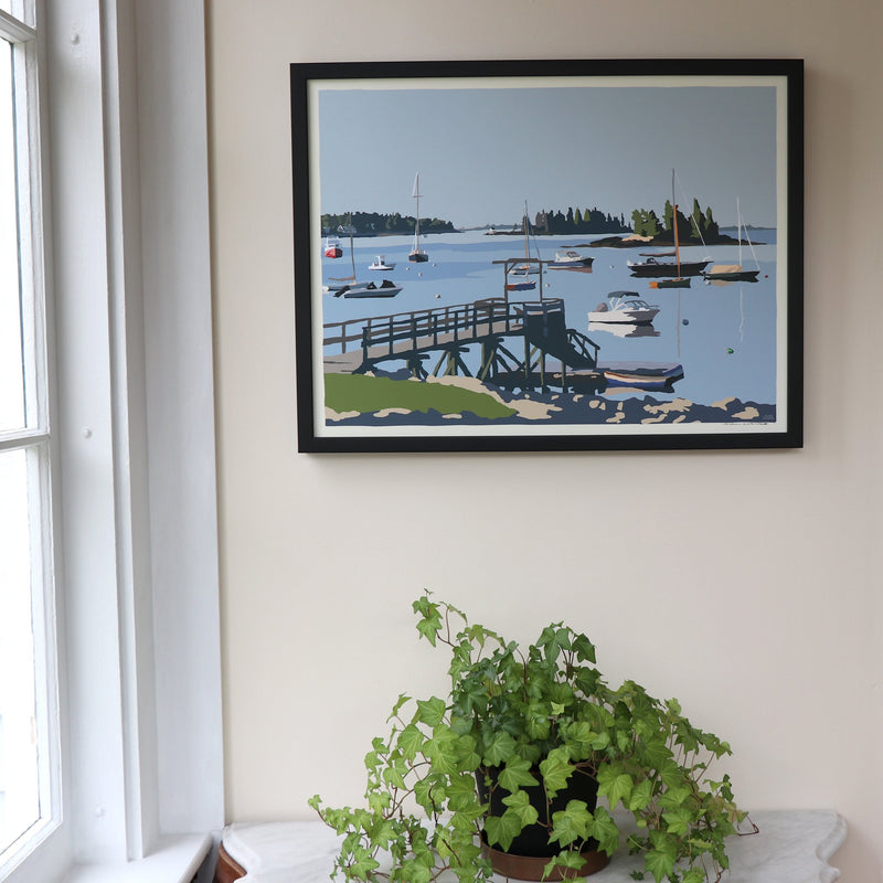 Sailboats in Boothbay Harbor Art Framed Print 18" x 24" Wall Poster - Maine