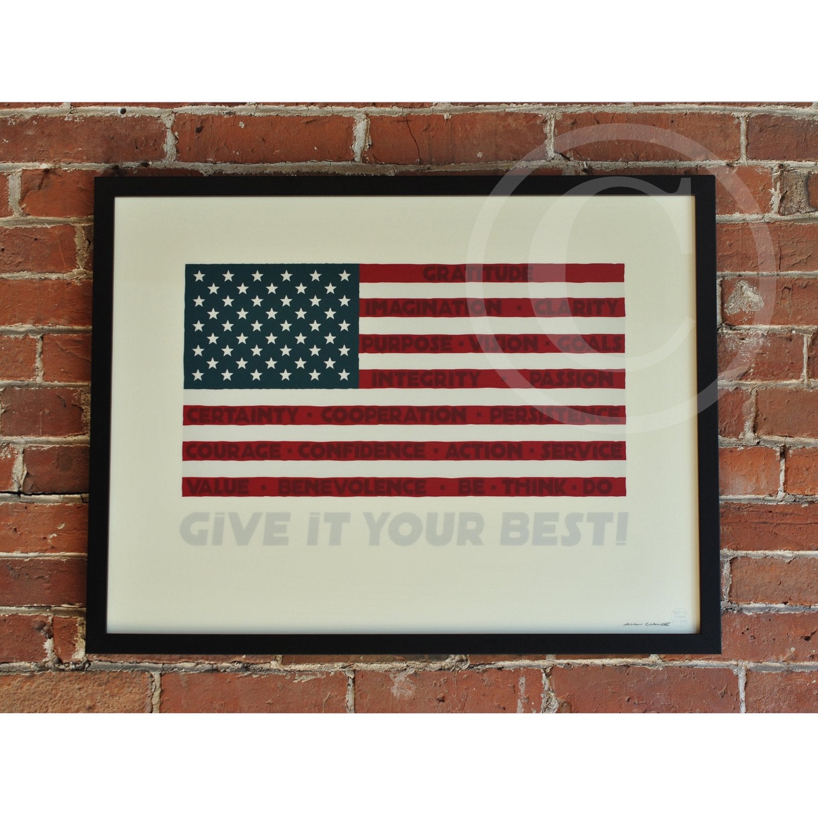 GIVE IT YOUR BEST! USA Flag Art Print 18" x 24" Wall Poster