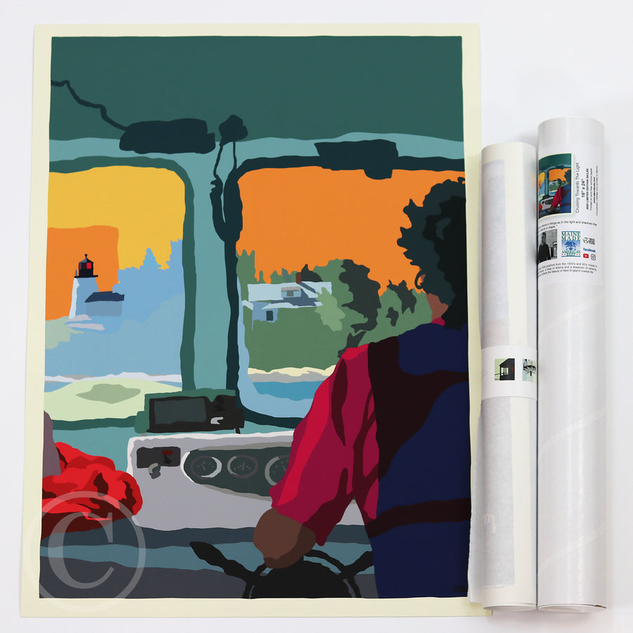 Cruisin' Towards The Light Art Print 18" x 24" Wall Poster - Maine