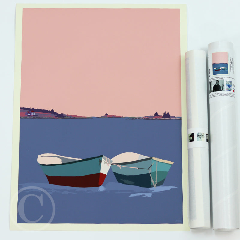 Love Boats in Maine Art Print 18" x 24" Wall Poster - Maine