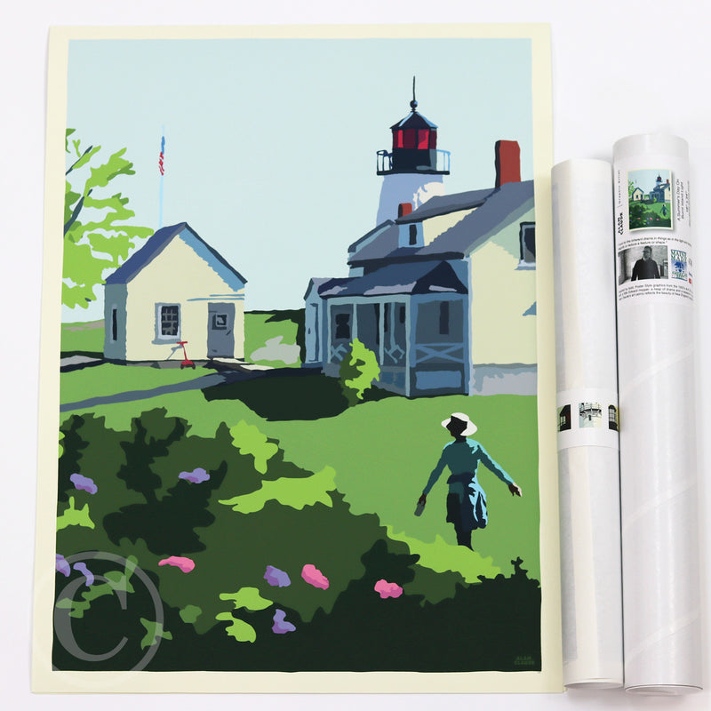A Summer's Day on Burnt Island Light Art Print 18" x 24" Wall Poster - Maine