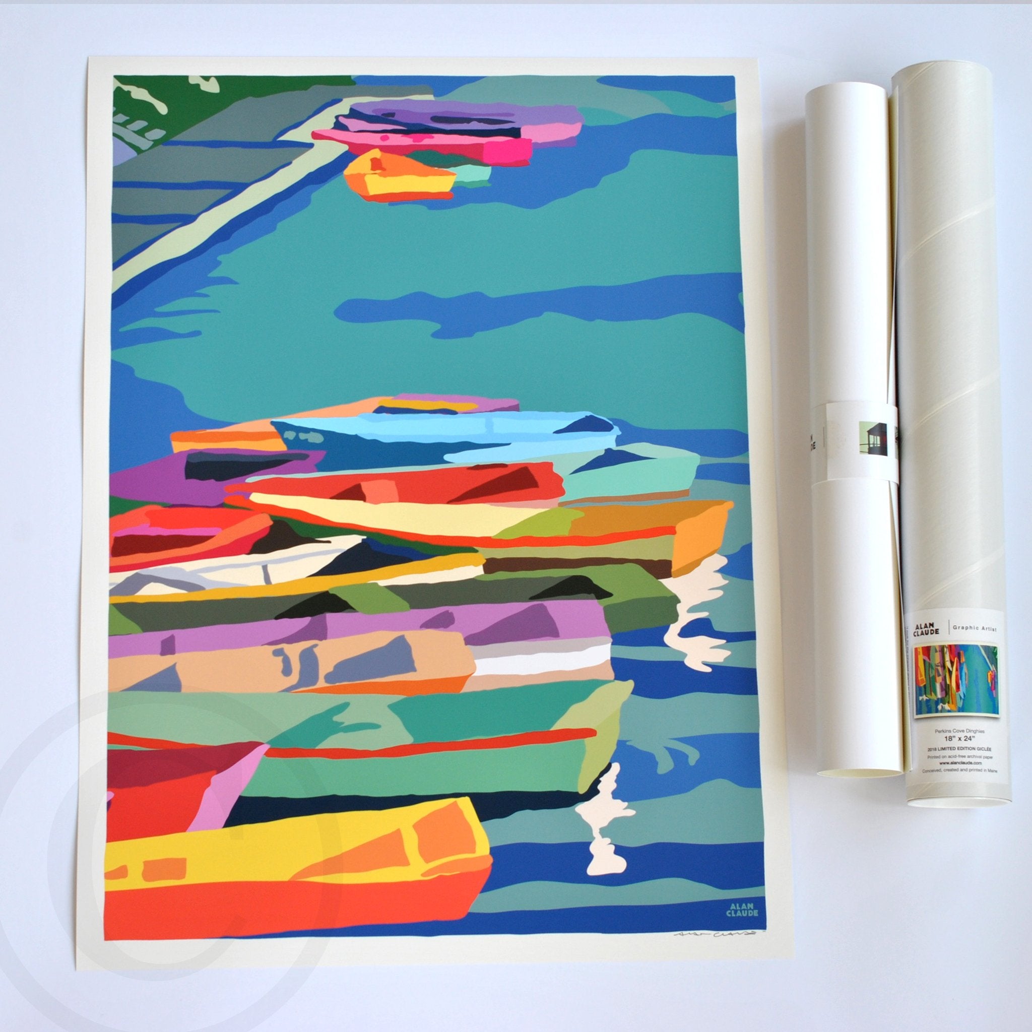 Perkins Cove Dinghies Art Print 18" x 24" Vertical - Maine