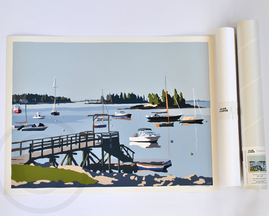 Sailboats in Boothbay Harbor Art Print 18" x 24" Wall Poster - Maine