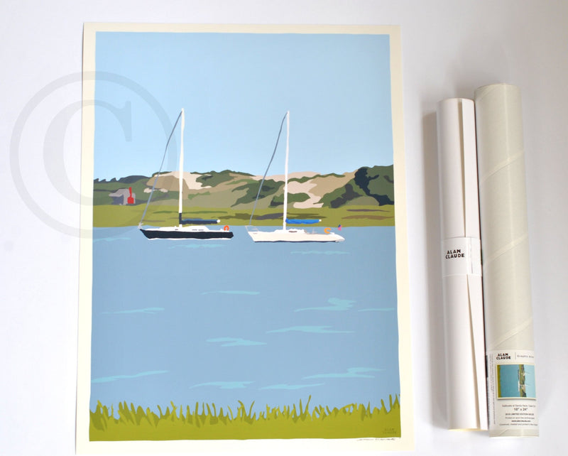 Sailboats at Sandy Neck Art Print 18" x 24" Wall Poster - Cape Cod