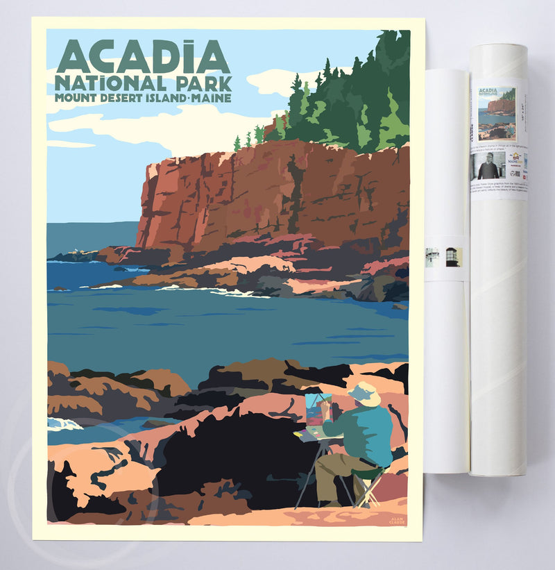 Painting In Acadia National Park Art Print 18" x 24" Wall Poster By Alan Claude