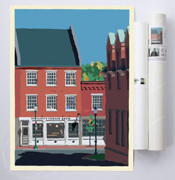 Cafe in Gardiner Art Print 18" x 24" Wall Poster By Alan Claude