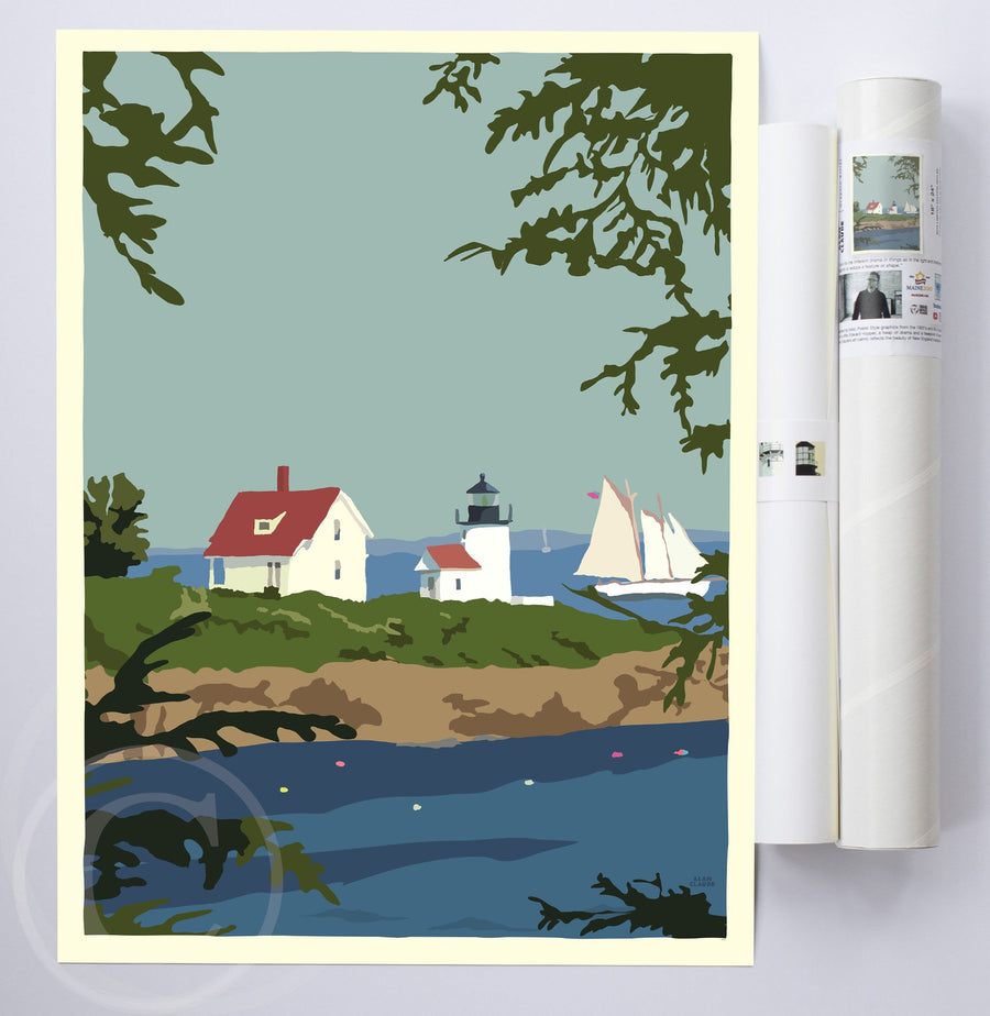 Camden Lighthouse Art Print 18" x 24" Wall Poster - Maine By Alan Claude