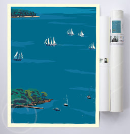 Schooners in Camden Harbor Art Print 18" x 24" Wall Poster - Maine By Alan Claude