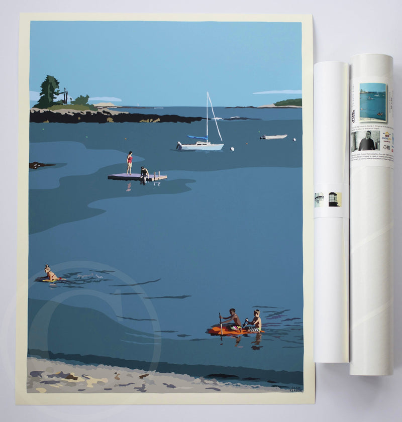 Ocean Point Swimmers Art Print 18" x 24" Wall Poster by Alan Claude