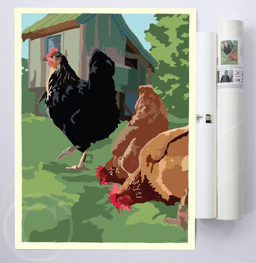 Spring Chickens Art Print 18" x 24" Wall Poster By Alan Claude