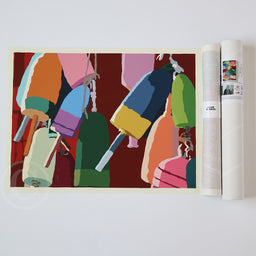 Lobster Buoys Art Print 18" x 24" Horizontal Wall Poster By Alan Claude - Maine