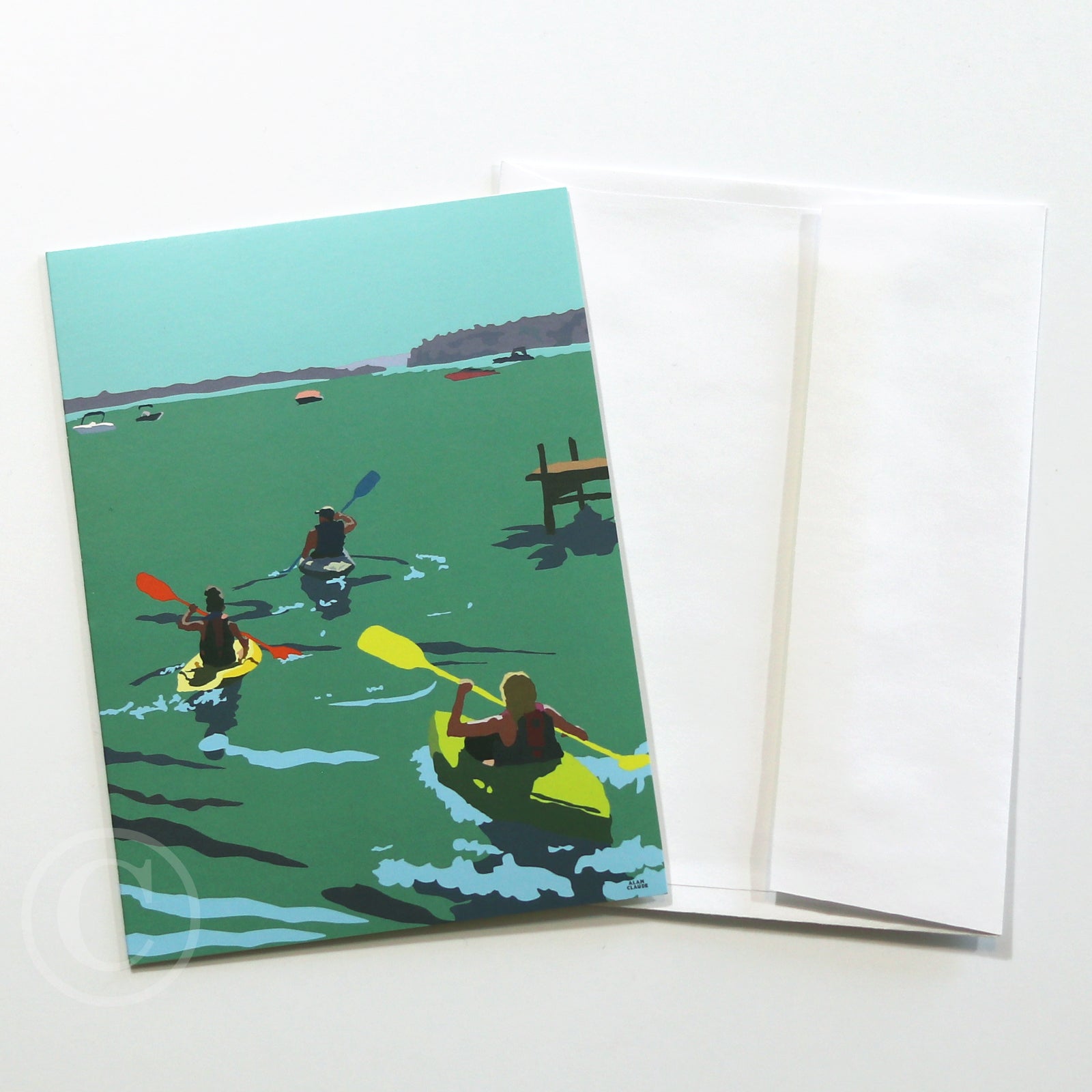 Kayakers Going East 5" x 7" Notecard - Maine