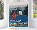 Sailing Ladies Delight Art Print 8" x 10" Travel Poster - Maine Alan Claude