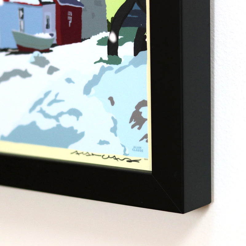 Monhegan Winter Art Print 8" x 10" Framed Wall Poster- Maine
