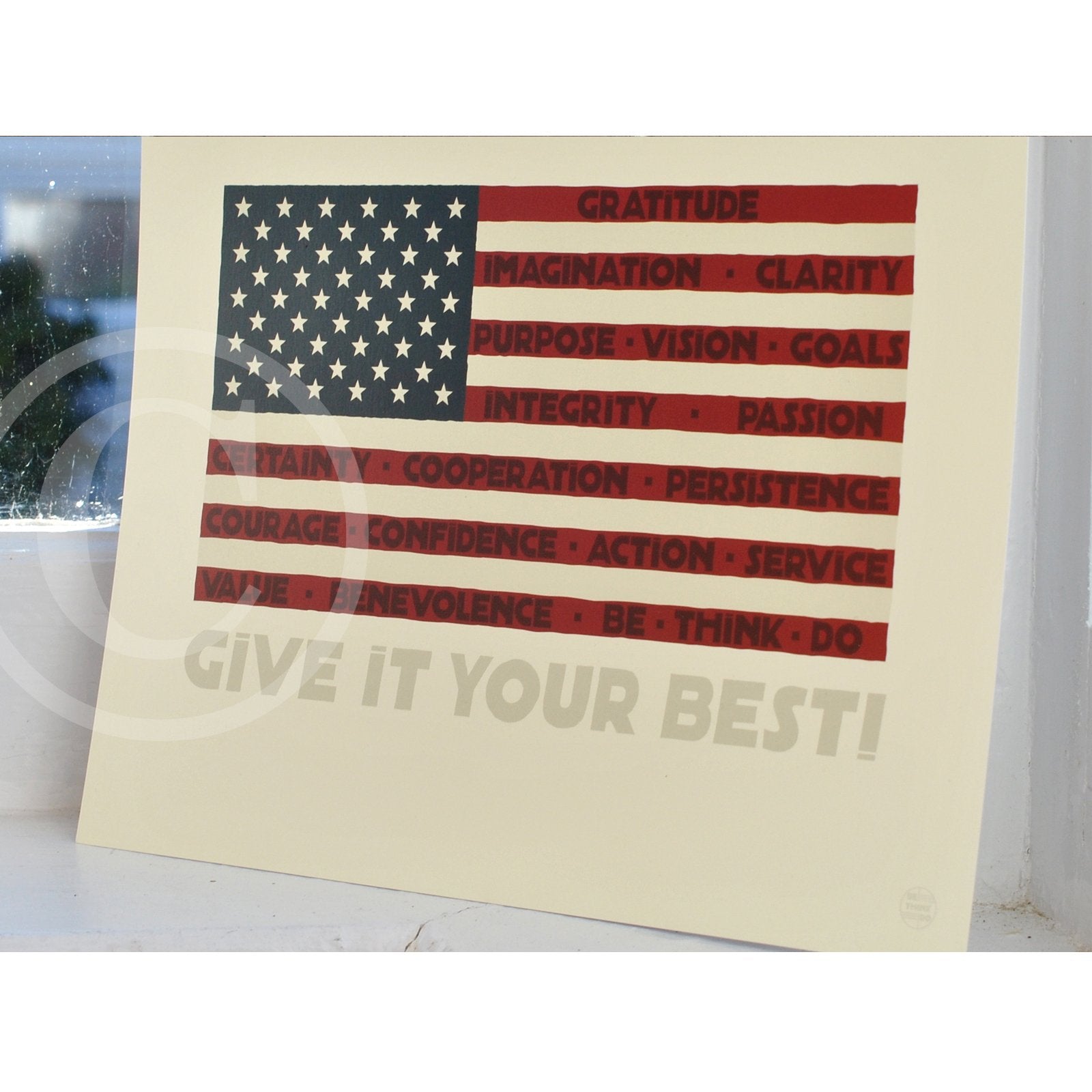 GIVE IT YOUR BEST! USA Flag Art Print 8" x 10" Wall Poster