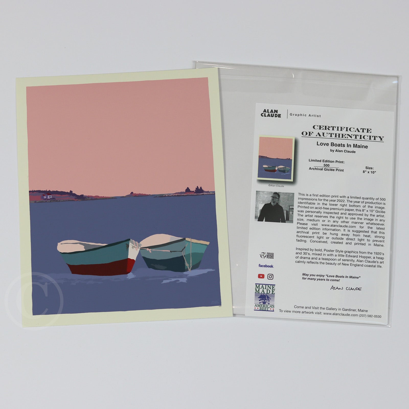 Love Boats in Maine Art Print 8" x 10" Wall Poster - Maine