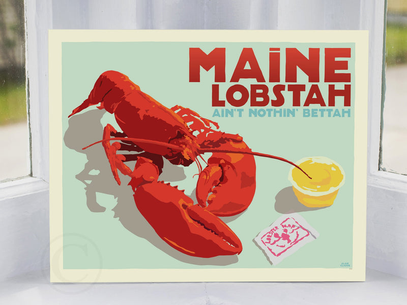 Maine Lobstah With Butter Art Print (Horizontal) 8" x 10" Wall Poster By Alan Claude
