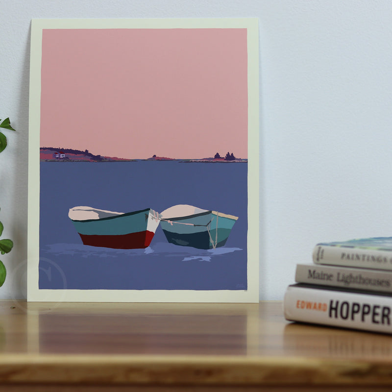Love Boats in Maine Art Print 8" x 10" Wall Poster - Maine
