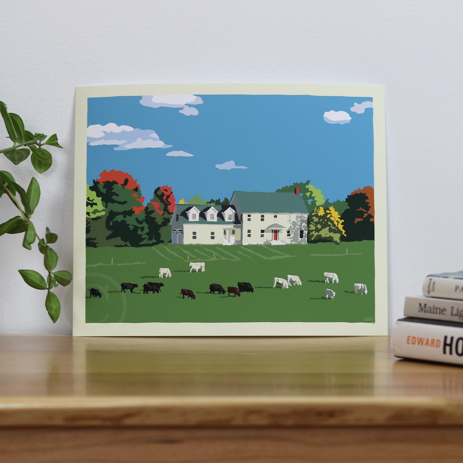 Maine Farm Art Print 8" x 10” Horizontal Wall Poster By Alan Claude - Maine