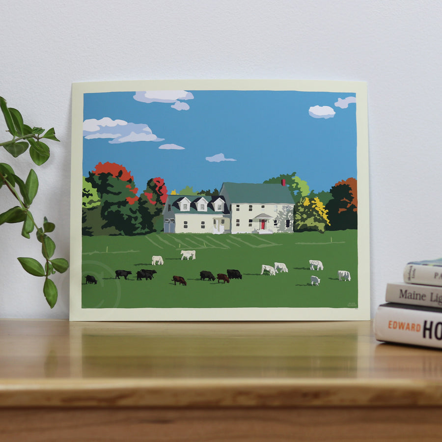 Maine Farm Art Print 8" x 10” Horizontal Wall Poster By Alan Claude - Maine