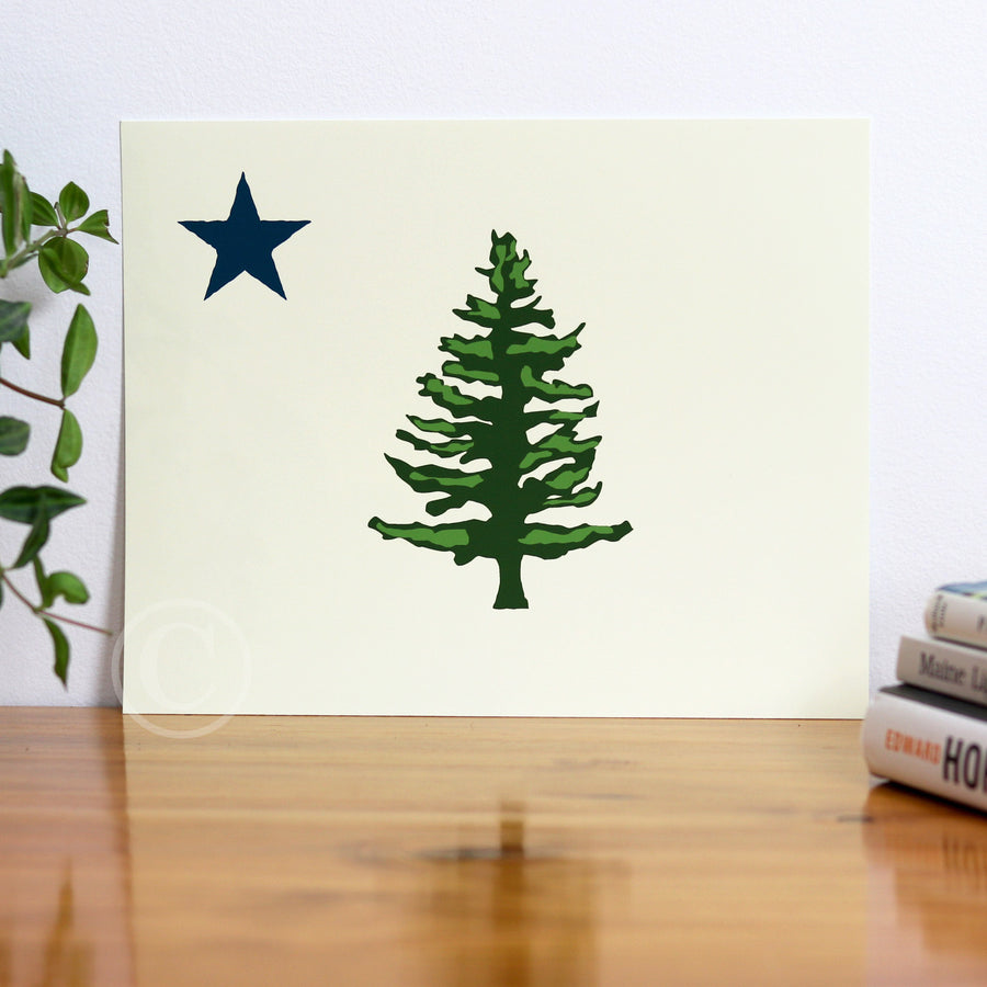 1901 Maine Flag Art Print 8" x 10” Horizontal Wall Poster By Alan Claude - Maine