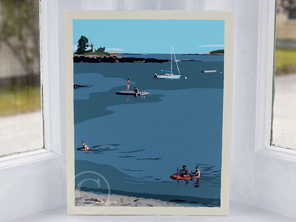 Ocean Point Swimmers Art Print 8" x 10" Wall Poster by Alan Claude