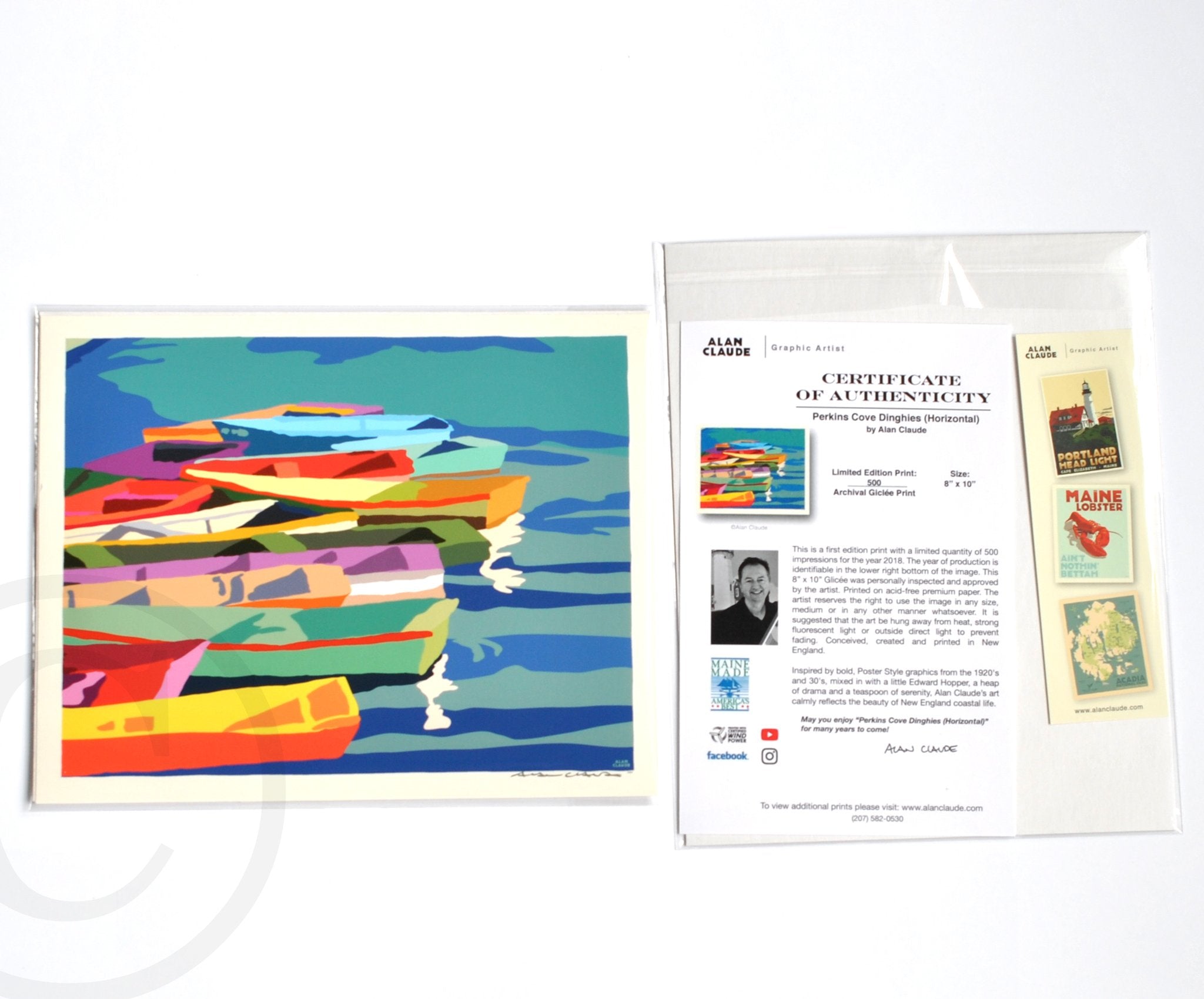 Perkins Cove Dinghies (Horizontal) Art Print 8" x 10" Travel Poster - Maine