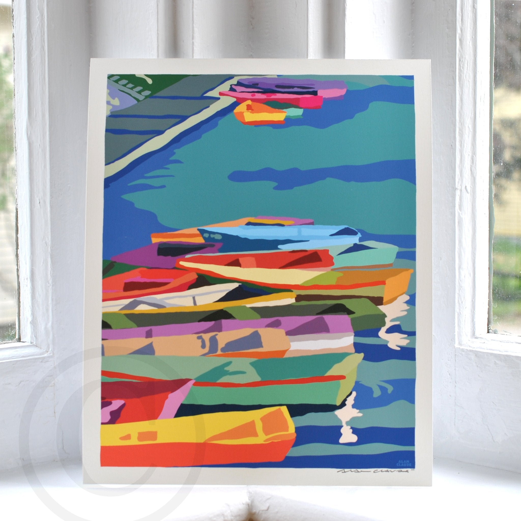 Perkins Cove Dinghies Art Print 8" x 10" Vertical Travel Poster - Maine