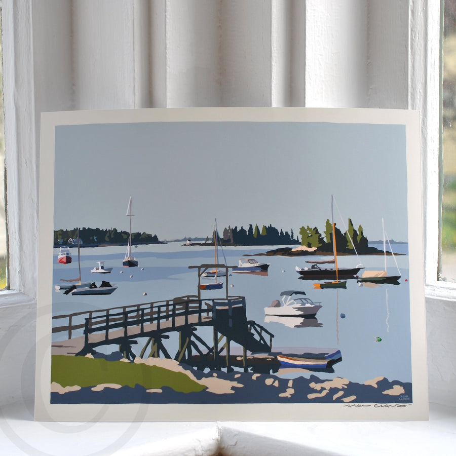 Sailboats in Boothbay Harbor Art Print 8" x 10" Wall Poster - Maine