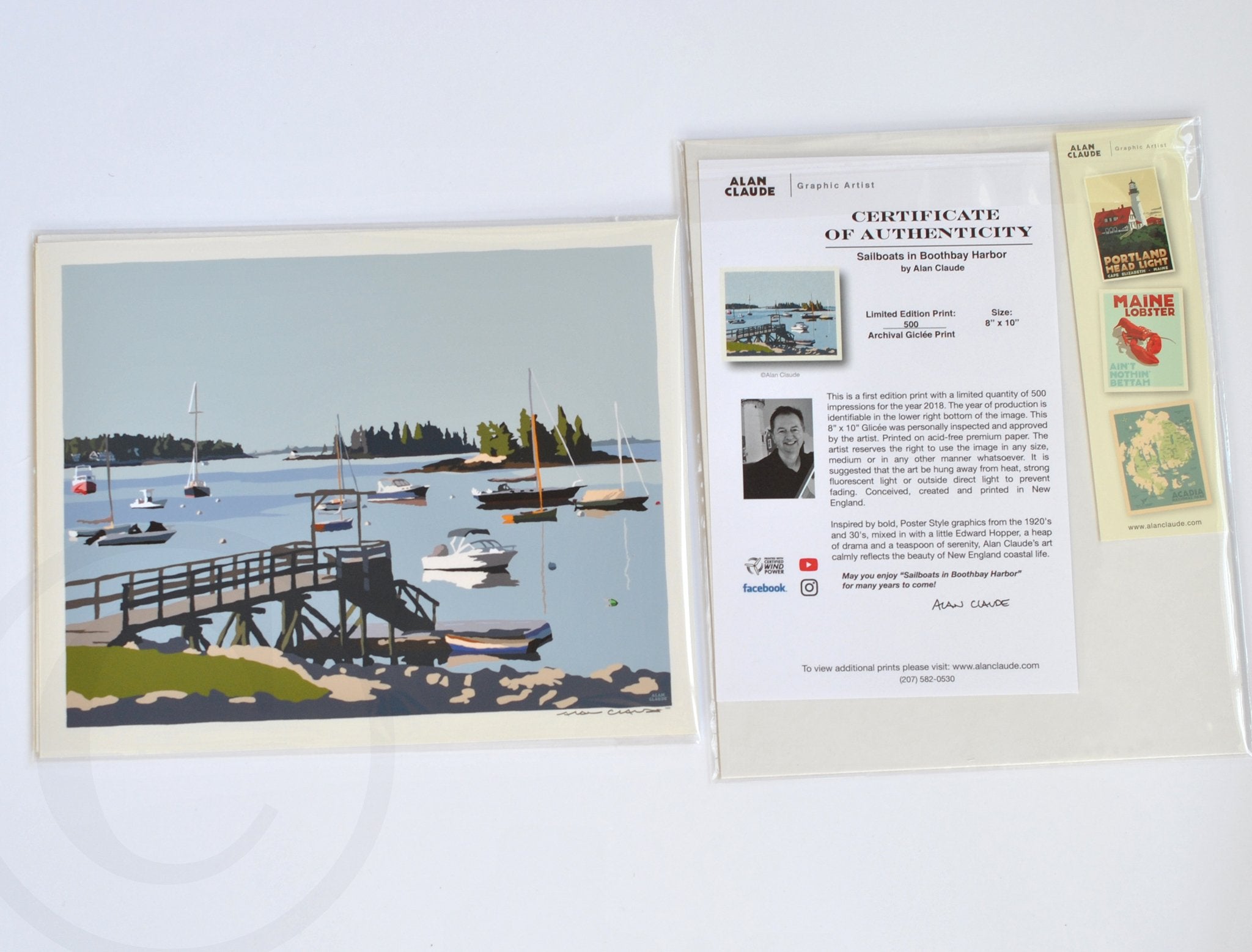 Sailboats in Boothbay Harbor Art Print 8" x 10" Wall Poster - Maine