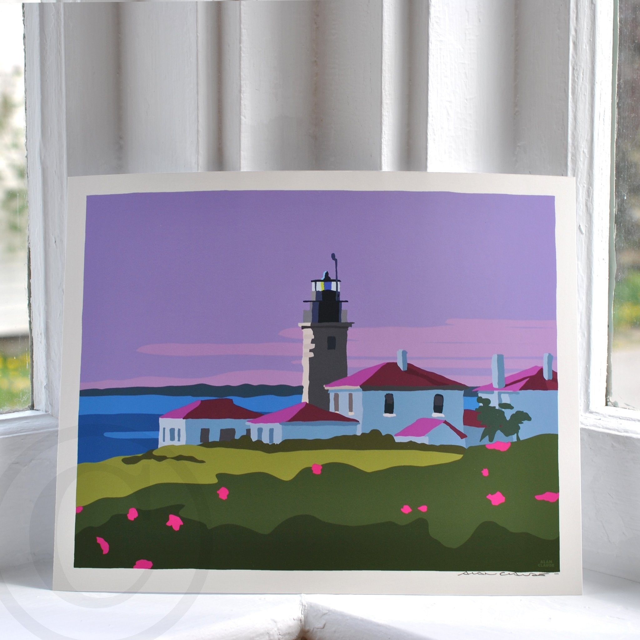 Sunrise at Beavertail Light Art Print 8" x 10" Wall Poster - Rhode Island