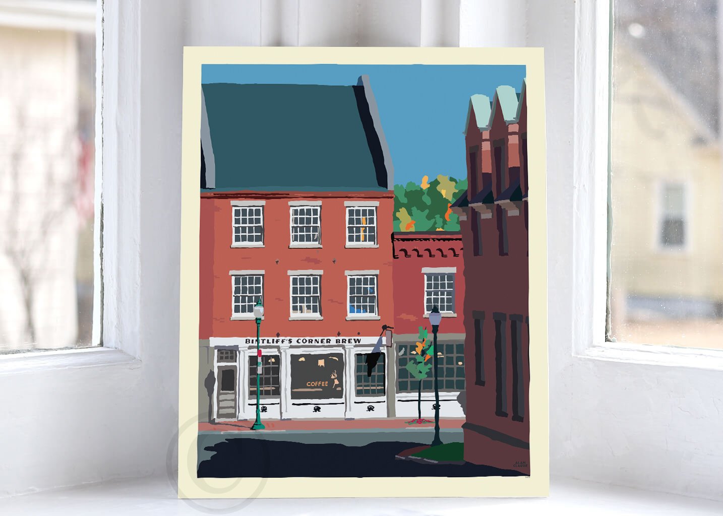 Cafe in Gardiner Art Print 8" x 10" Wall Poster By Alan Claude